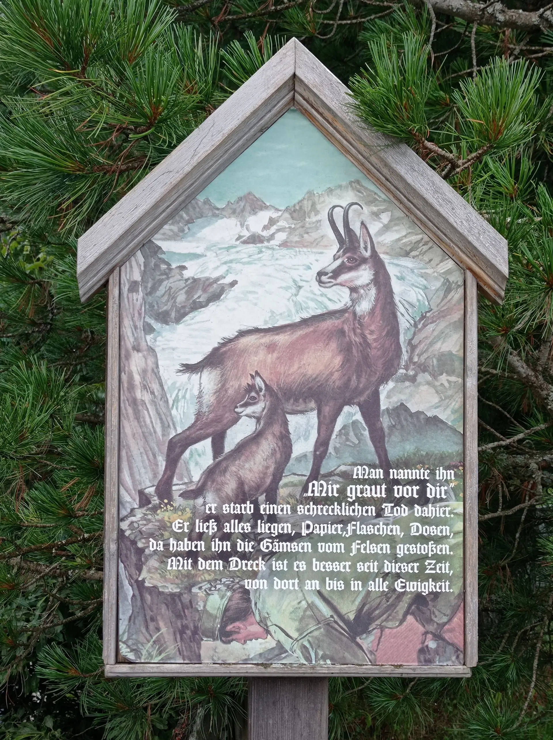 Mahnung zur Sauberkeit in den Bergen | © Hubert Stadler