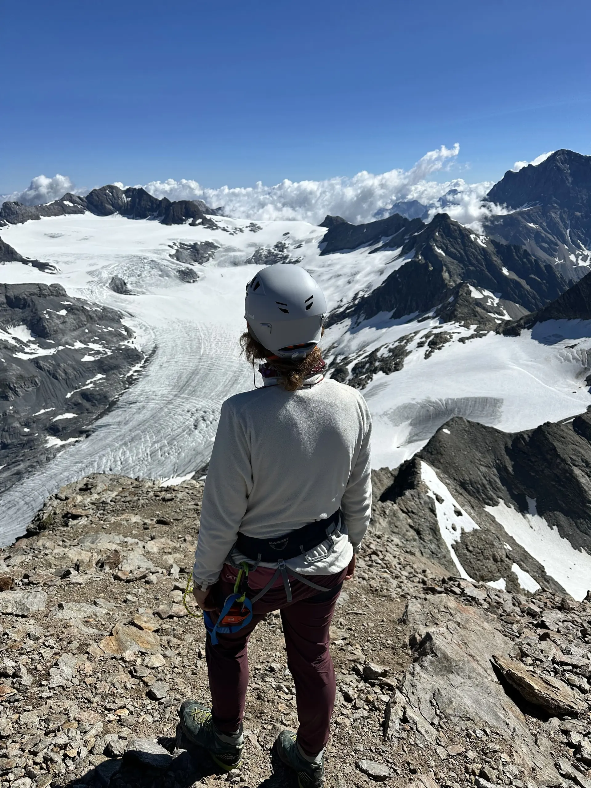 Blick vom Gipfel des Gross Düssi zum Hüfifirn mit Clariden  | © Christine Ullrich